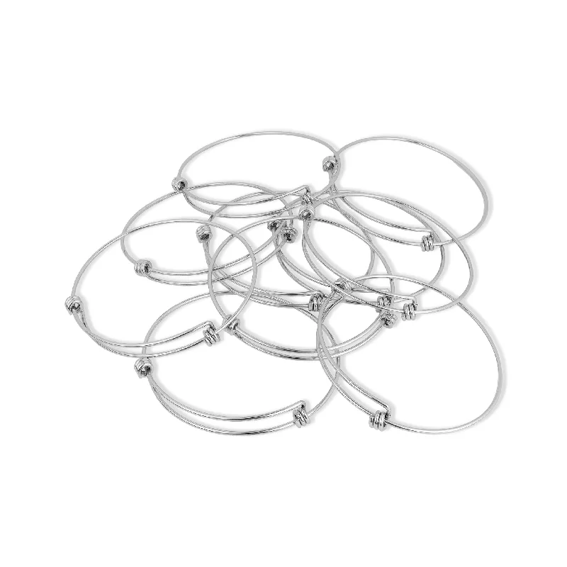 10 Pack - 75mm Stainless Steel Expandable Bangle Bracelet / BRJ9032