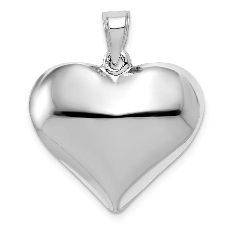 14KT White Gold 26X21MM Heart Pendant. Chain Not Included