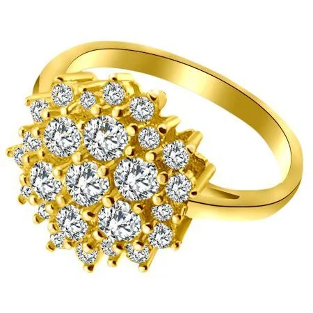 18K Gold Brass CZ Stone Cluster Ring / FSR0009