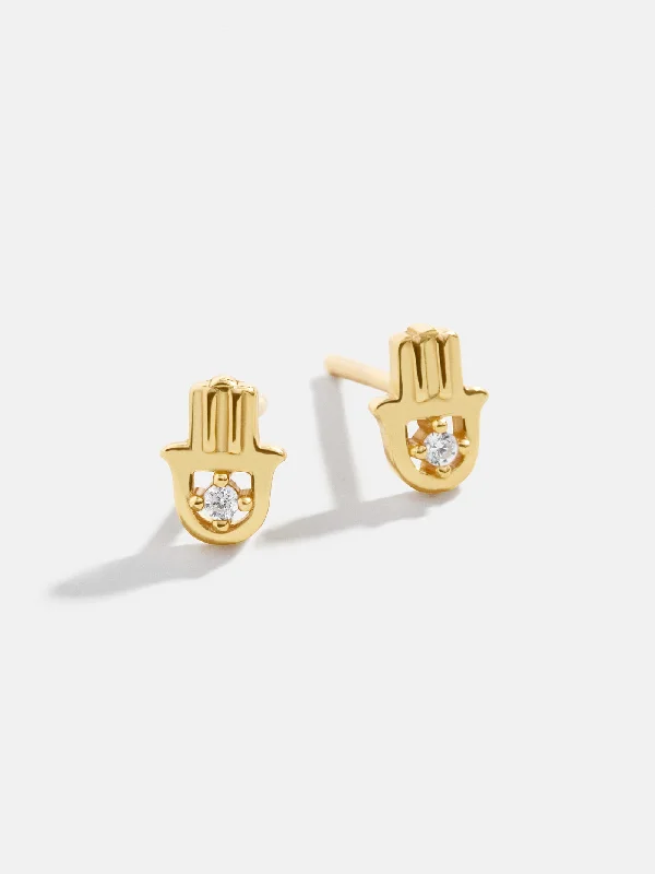 Inanna 18K Gold Earrings - Gold Mini Hamsa