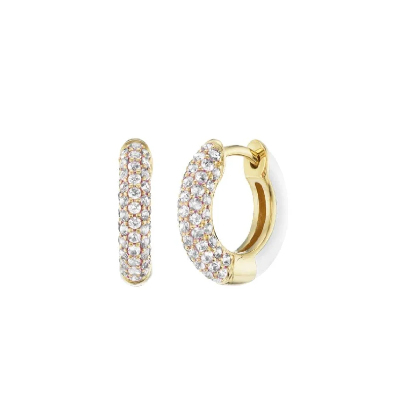 18K Yellow Gold Baby Duo Enameled Diamond Hoop Earrings