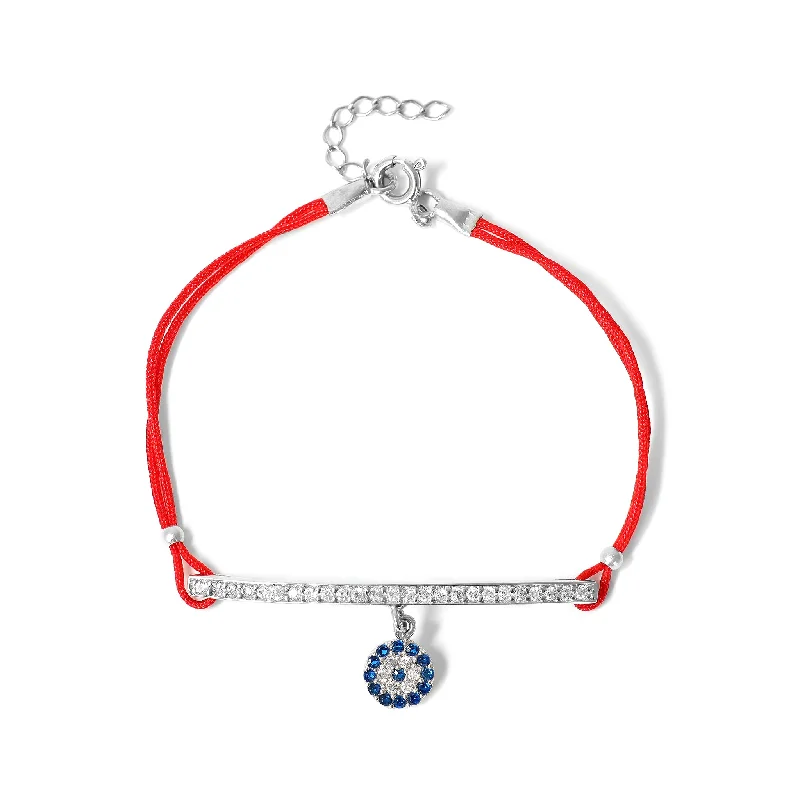 Sterling Silver/Vermeil Red Evil Eye CZ Stone Bracelet / DIS0036