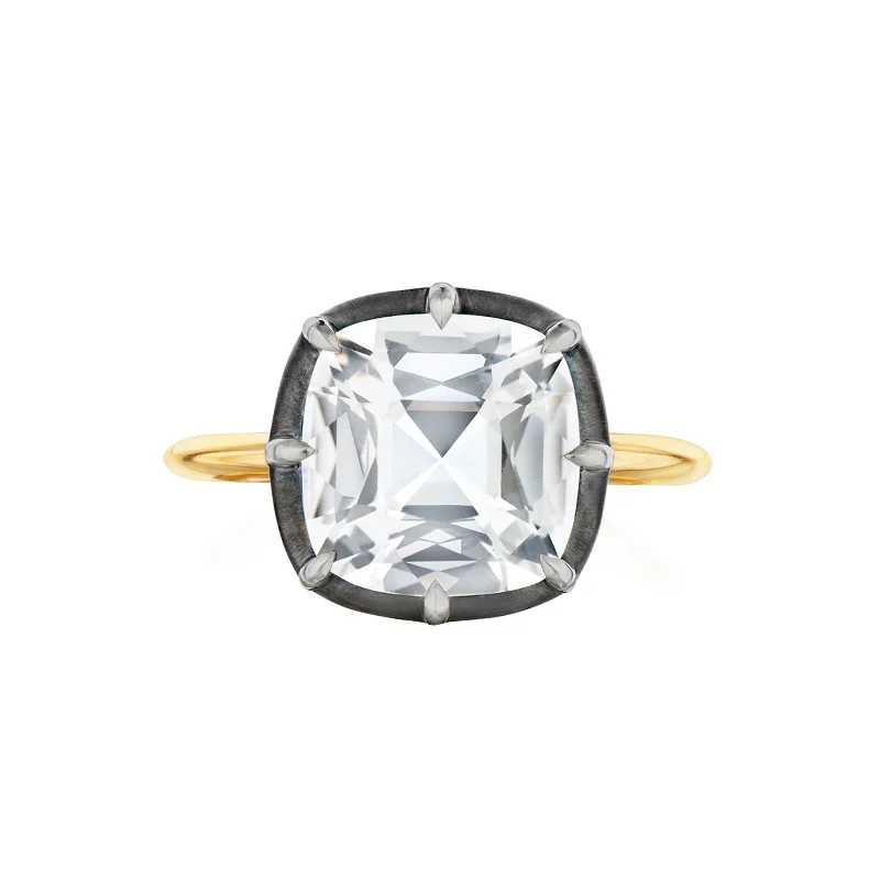 Collet Cushion-Cut Ring - White Topaz