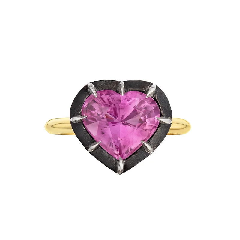 Collet Heart-Shaped Ring - Pink Sapphire