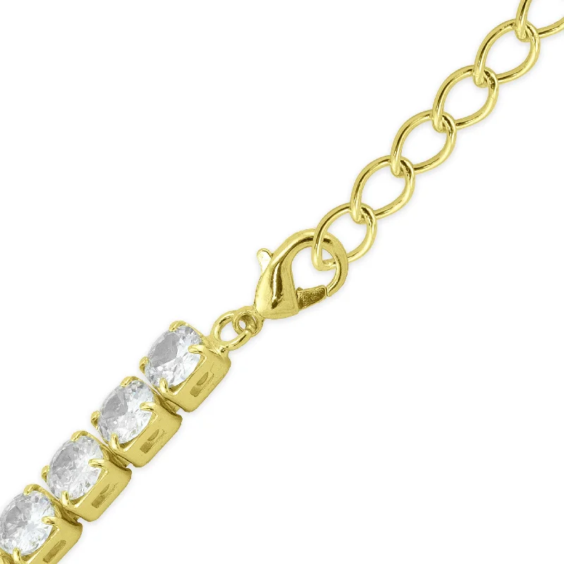 Gold PVD Coated Over Brass Cubic Zirconia Tennis Bracelet / BRJ9086