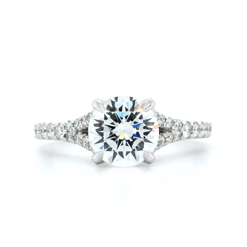 Platinum 4 Prong Split Shank Diamond Engagement Ring Setting