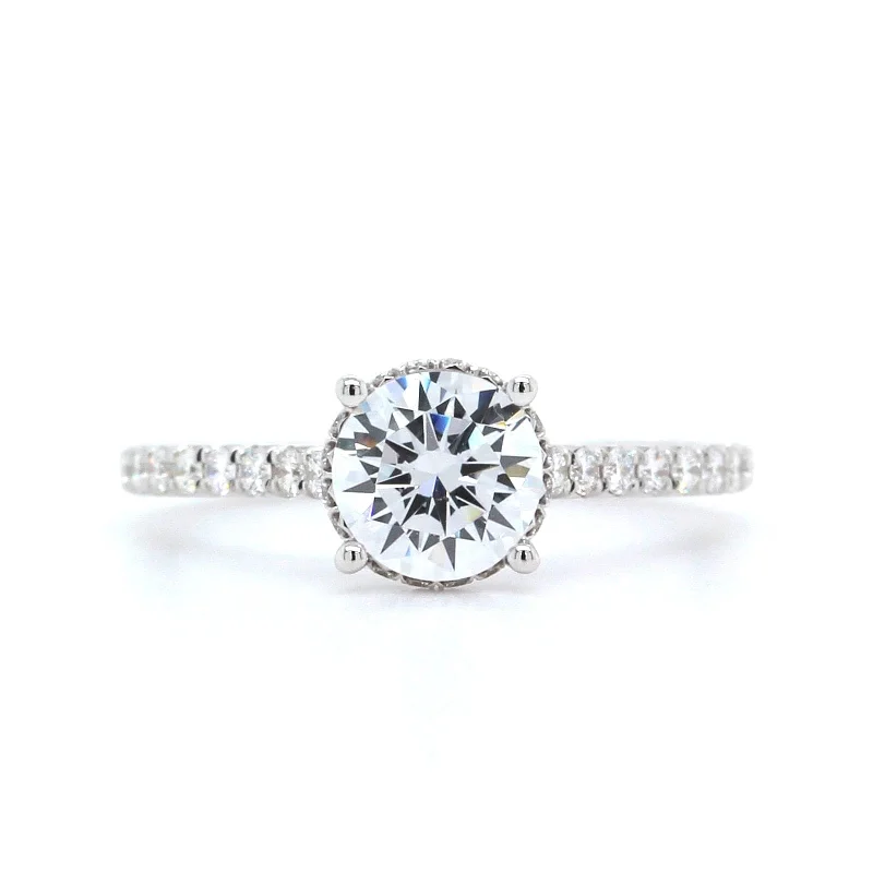 18K White Gold Prong Set Engagement Ring Setting