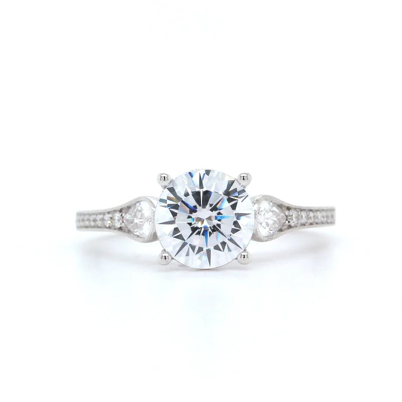 18K White Gold 3 Stone Engagement Ring Setting