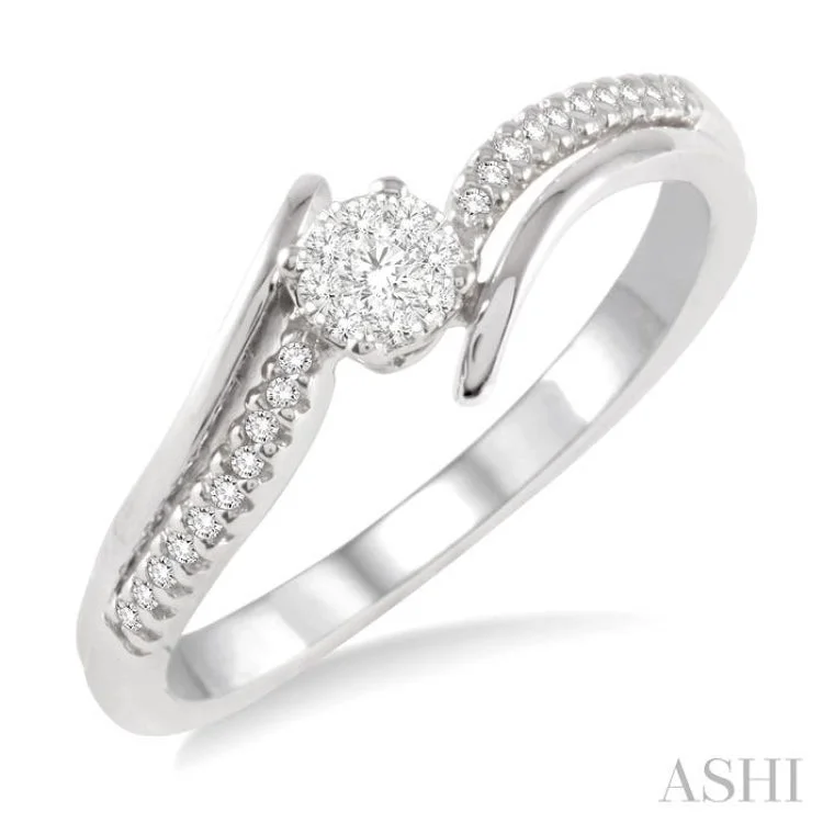 1/10 Ctw Lovebright Round Cut Diamond Ring in 10K White Gold