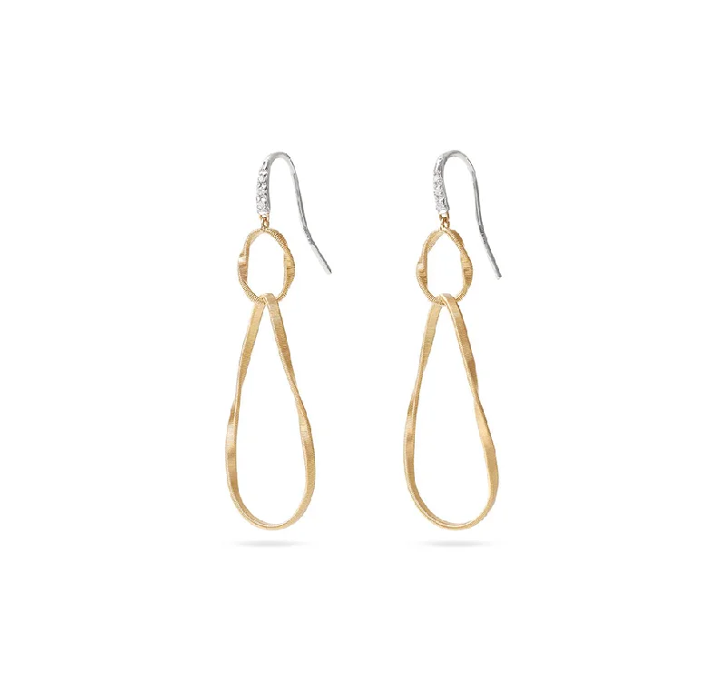 Marco Bicego Marrakech Mixed Metals Diamond Twisted Dangle Earrings