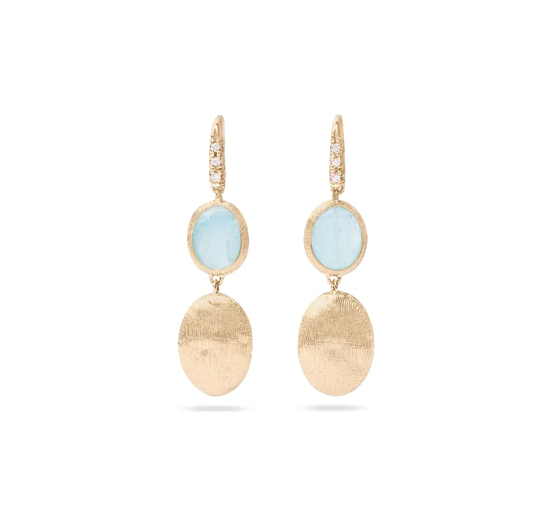 Marco Bicego Siviglia Yellow Gold Aquamarine and Diamond Accent Earrings