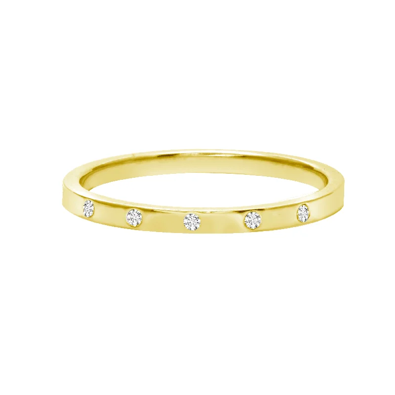 Minimalist Gypsy Set Diamond Wedding Band