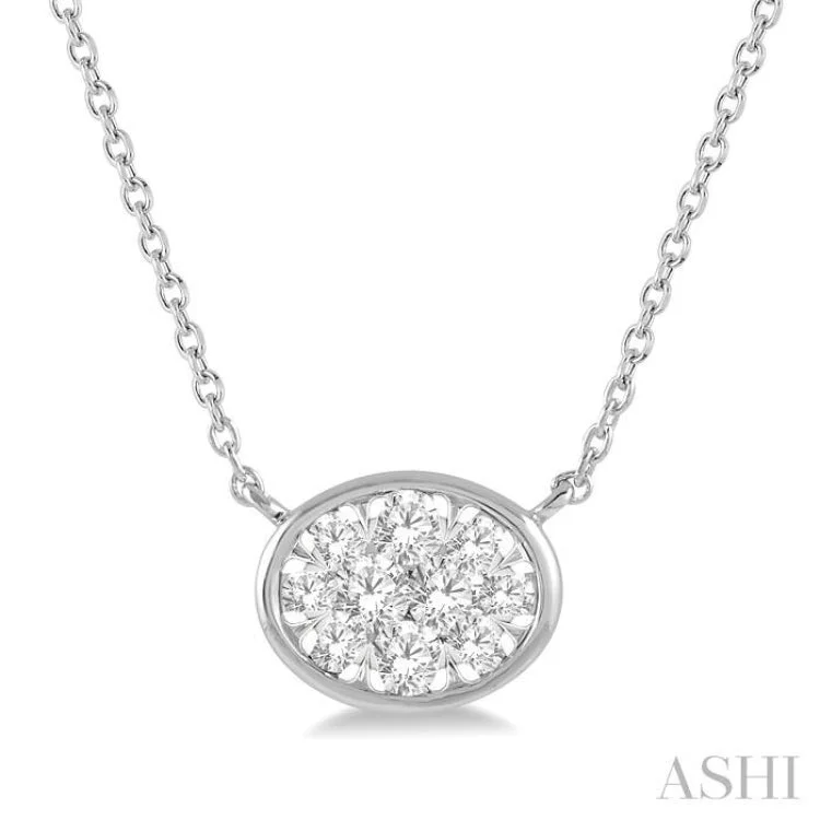 1/4 Ctw Oval Shape Lovebright Diamond Necklace in 14K White Gold