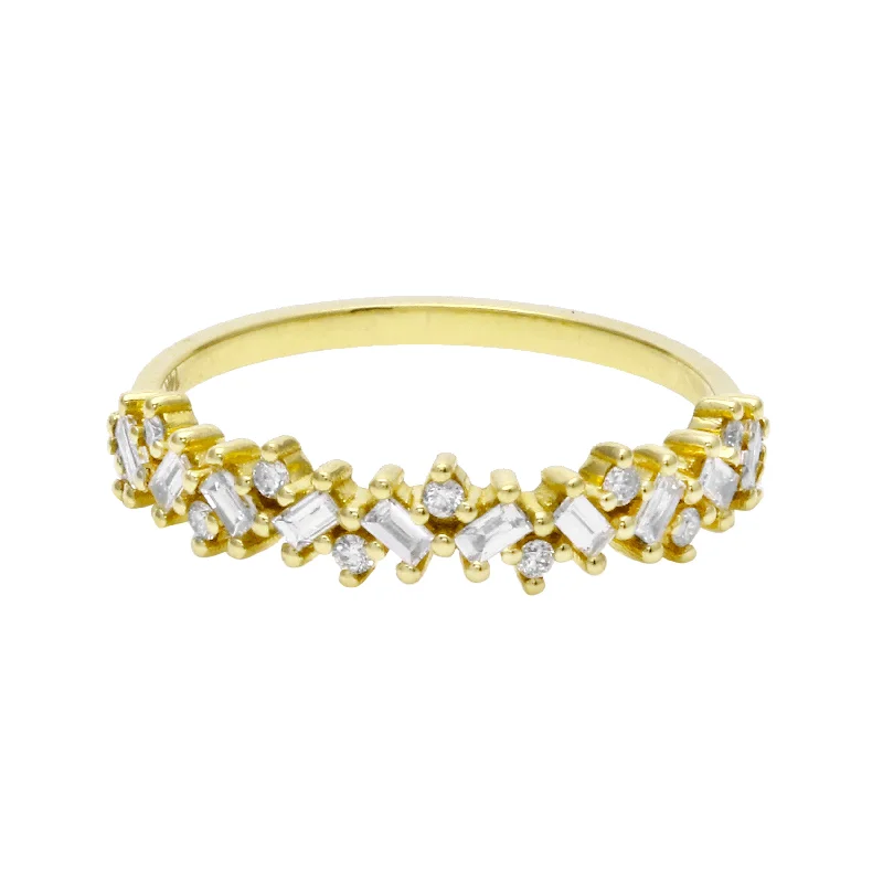 Baguette and Round Diamond Sprinkle Ring