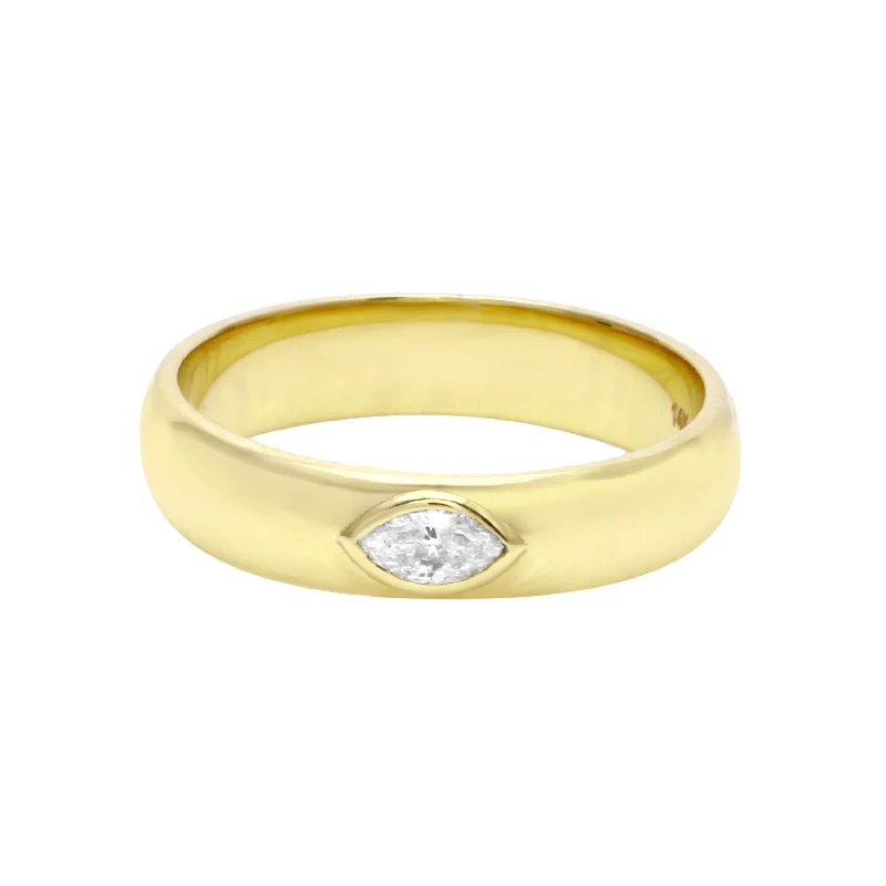 Bezel Set Marquise Diamond Cigar Band Ring