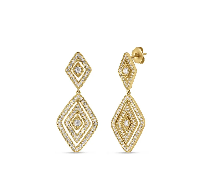 Roberto Coin Diamante Yellow Gold Diamond Dangle Earrings