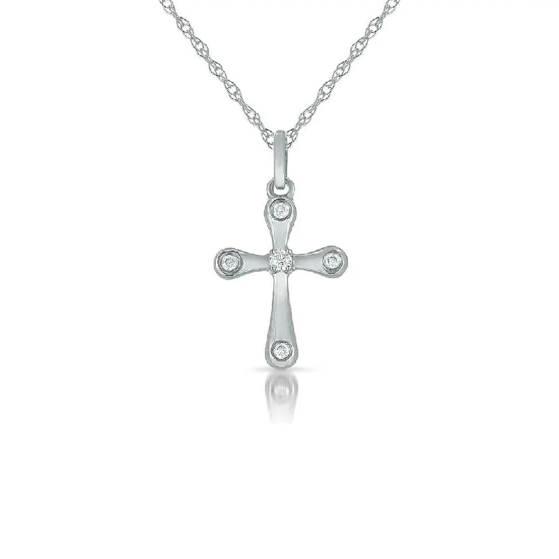 Sabel Collection Cross Necklace with Diamonds in 14K White Gold