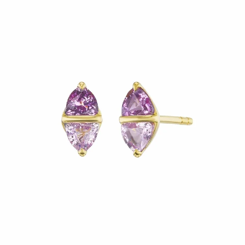 18K Yellow Gold Pink Sapphire Tilly Stud Earrings