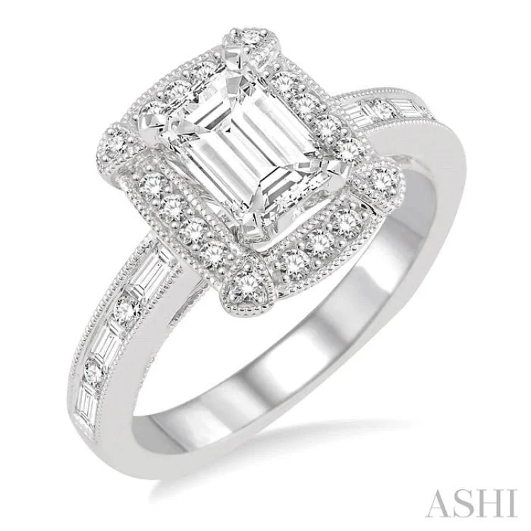 1/2 Ctw Diamond Semi-mount Engagement Ring in 14K White Gold