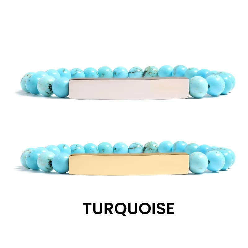 Semi Precious Natural Stone Engravable Stretch Curved Bar Bracelets / SBB0278