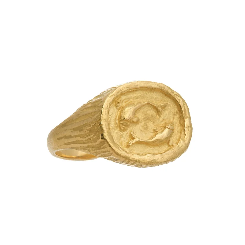 Pisces Zodiac Ring - Yellow Gold