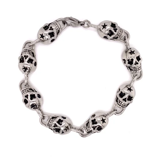 Stainless Steel Star Skull Bracelet / BCJ2006