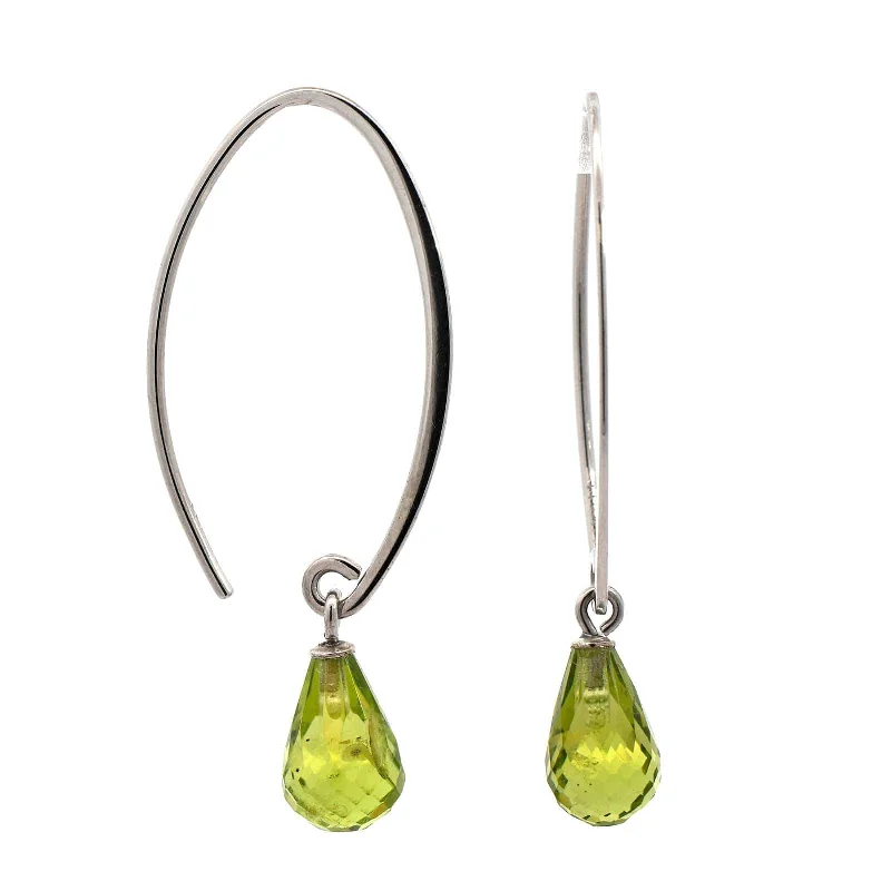 Sterling Silver Peridot Hoop Earrings