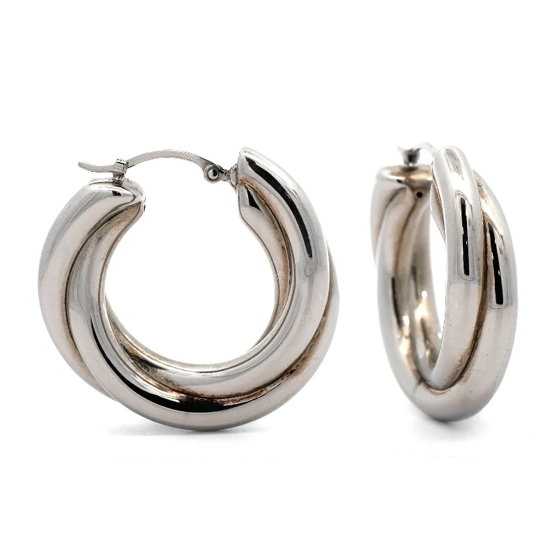 Sterling Silver Triple Twisted Hoop Earrings