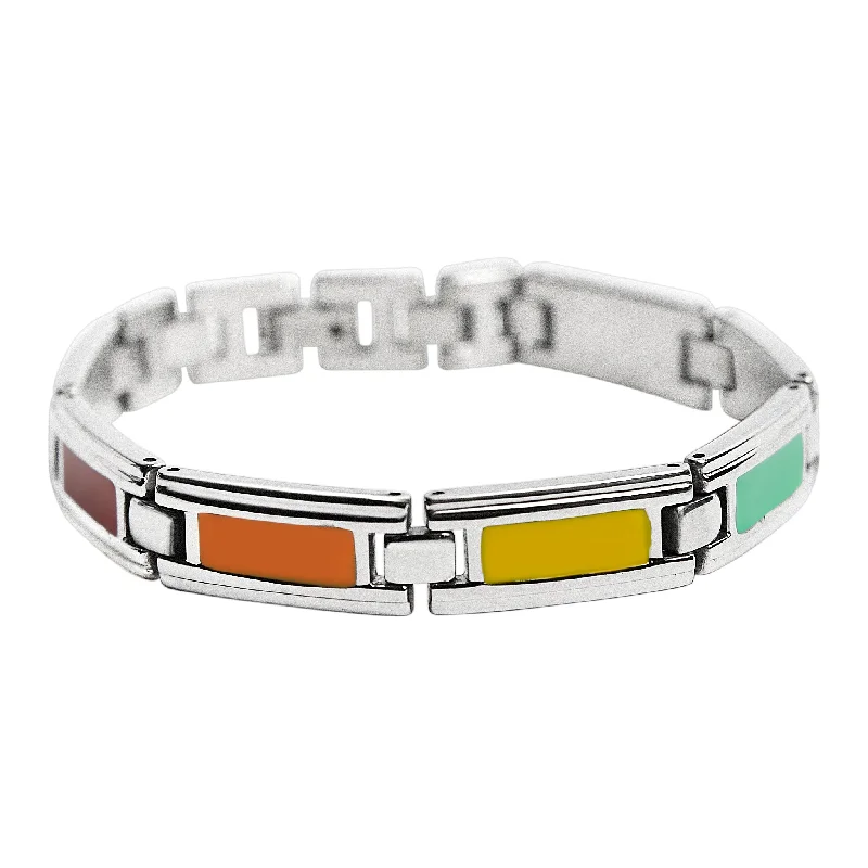 Stainless Steel Enamel Rainbow Colors Bracelet / GPB8058