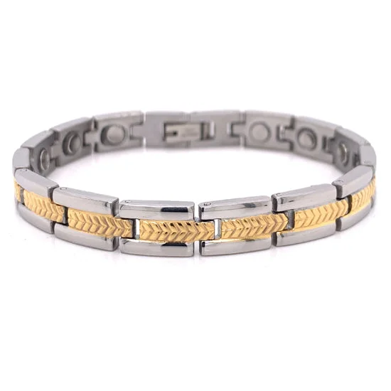 Stainless steel Gold PVD Coated Magnetic Bracelet / MBL0028