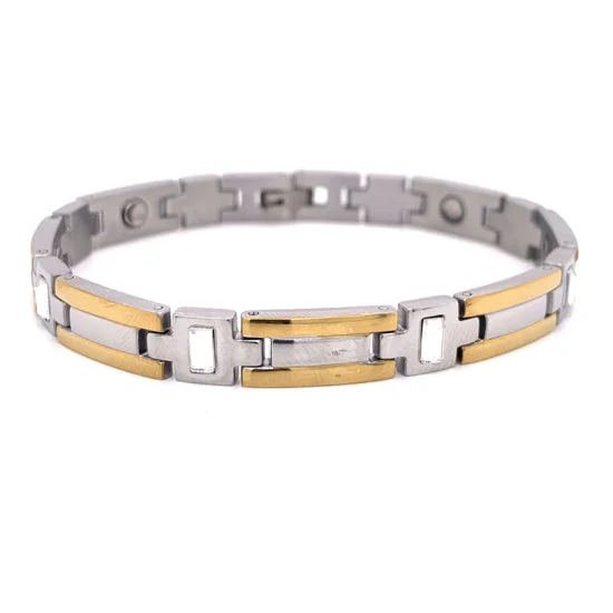 Stainless Steel And Gold PVD Coated Magnetic Bracelet / MBL021