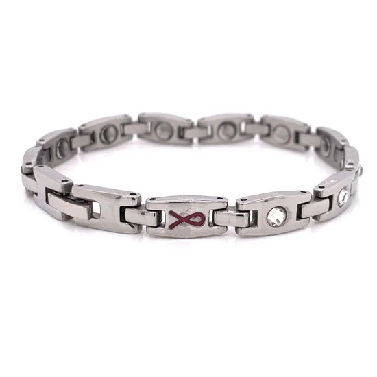 Stainless Steel Magnetic Cubic Zirconia Bracelet / MBL0040