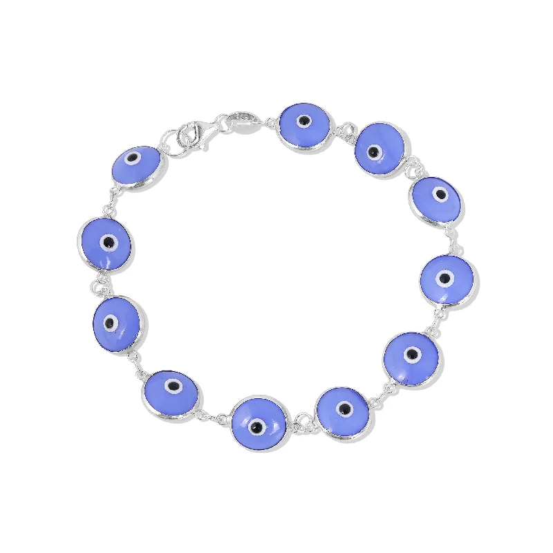 Sterling Silver Colorful Evil Eye Bracelet / DIS0014