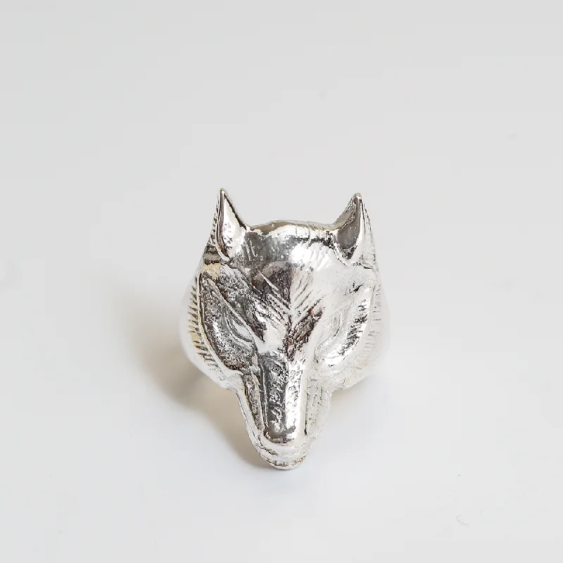 VINTAGE WOLF MASK RING