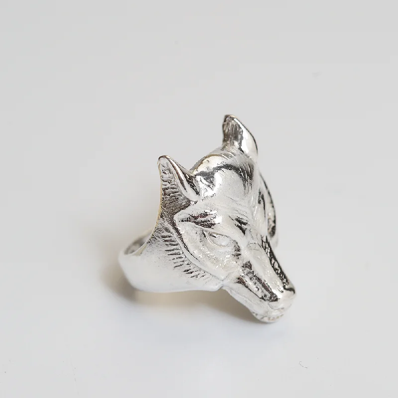 VINTAGE WOLF MASK RING