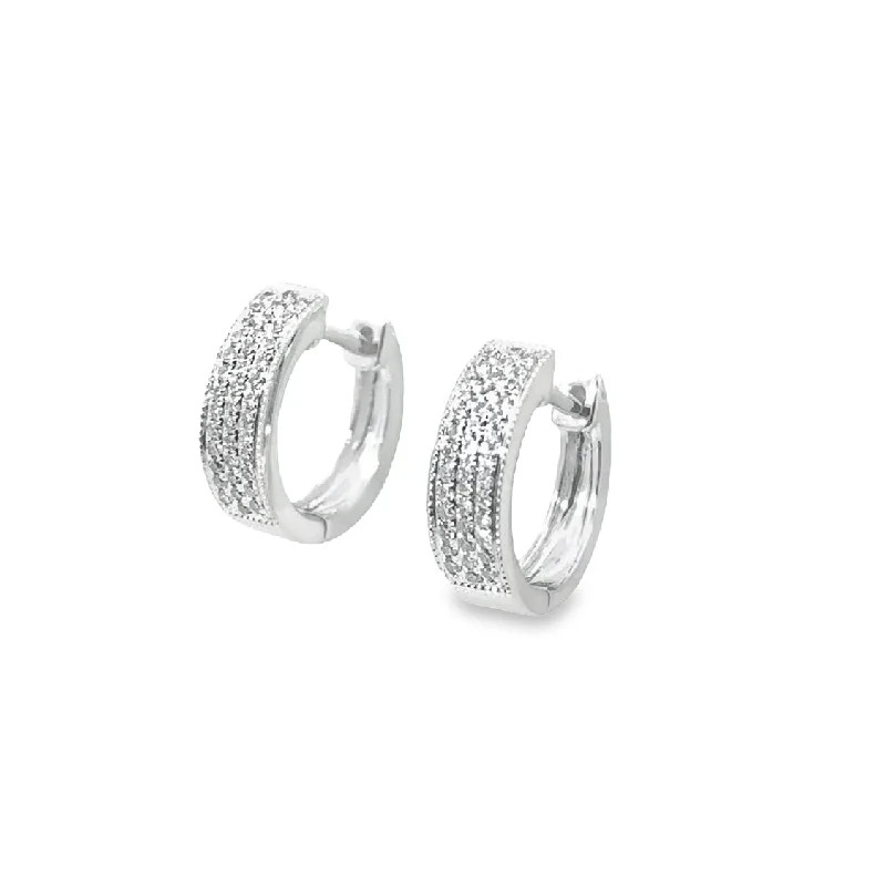 White Gold Diamond Huggie Earrings