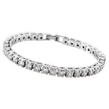 White Gold Over Brass Clear CZ Fashion Bracelet / FBL0001