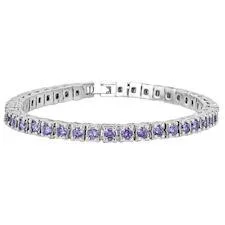 White Gold Over Brass Purple CZ Fashion Bracelet / FBL0002