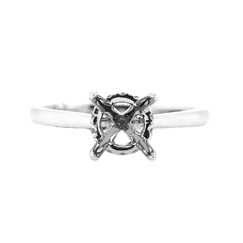 White Gold Hidden Halo Diamond Solitaire Engagement Ring