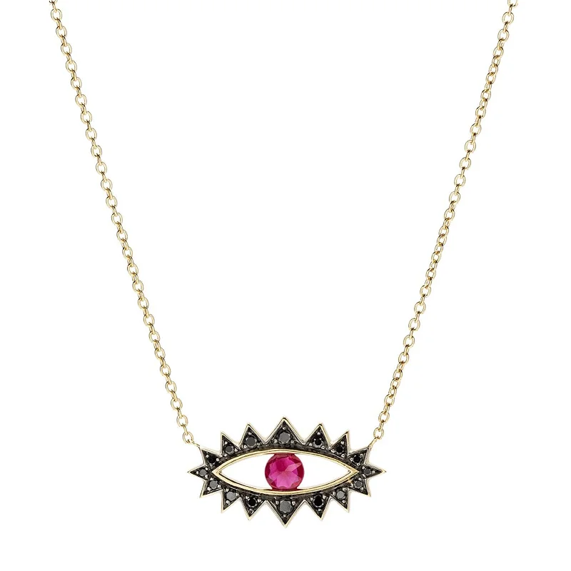 Eye Pendant Necklace - Ruby & Black Diamond