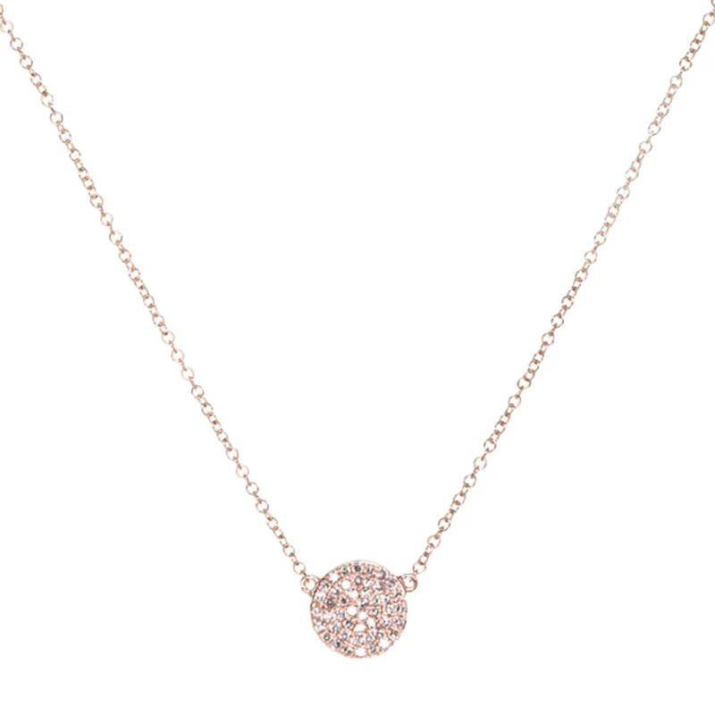 Diamond Disk Necklace - Rose Gold