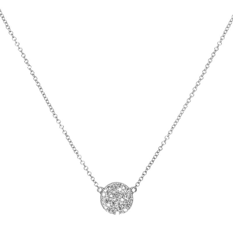 Diamond Disk Necklace - White Gold