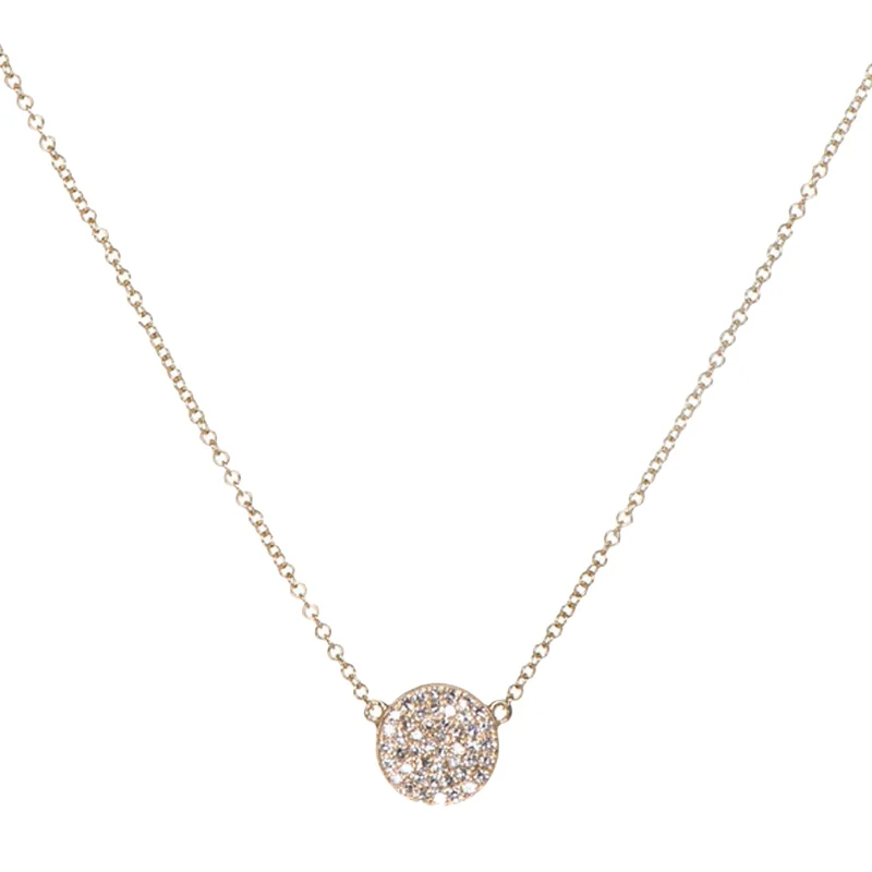 Diamond Disk Necklace - Yellow Gold