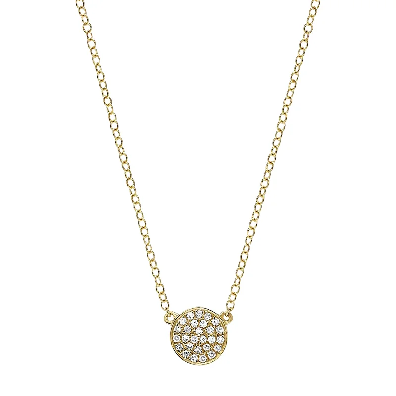 Mini Diamond Disk Necklace - Yellow Gold