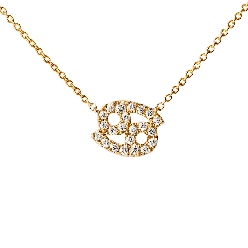 Star Sign Cancer Diamond Necklace - Yellow Gold