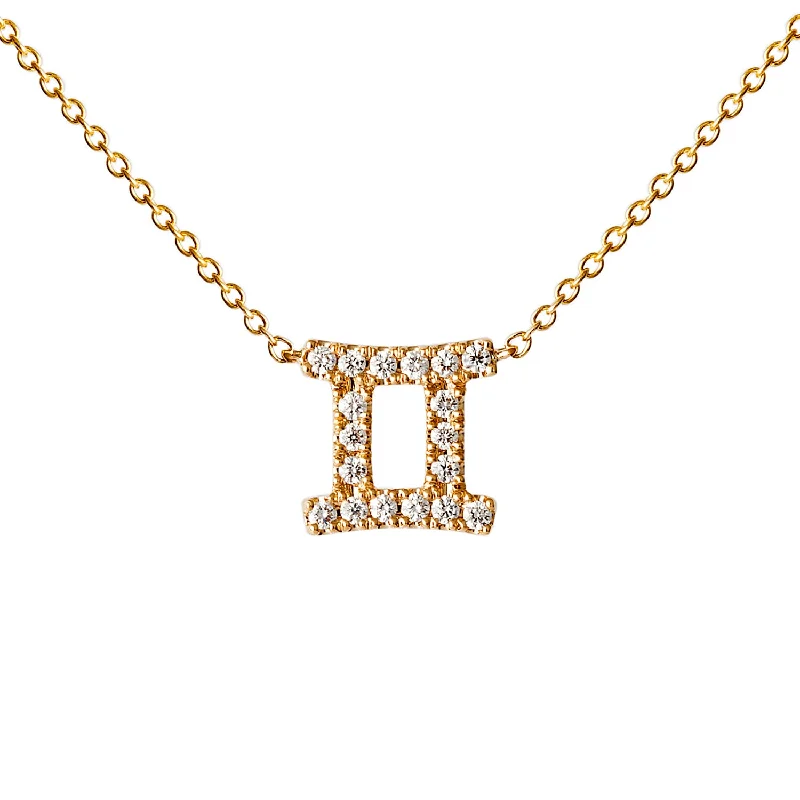 Star Sign Gemini Diamond Necklace - Yellow Gold