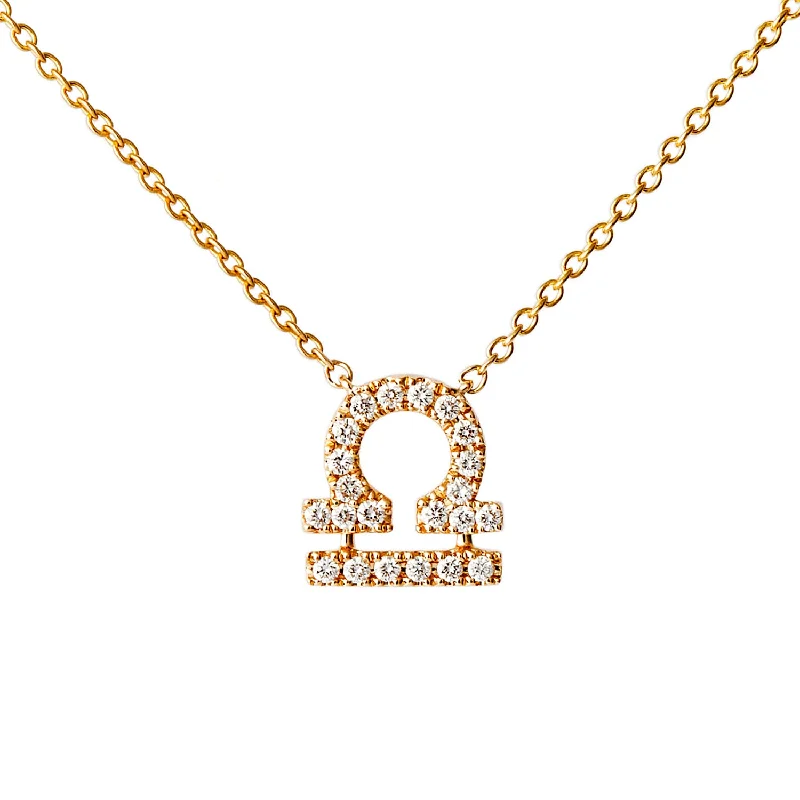 Star Sign Libra Diamond Necklace - Yellow Gold