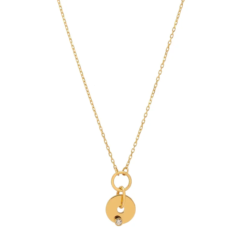 Gold Diamond Disk Necklace