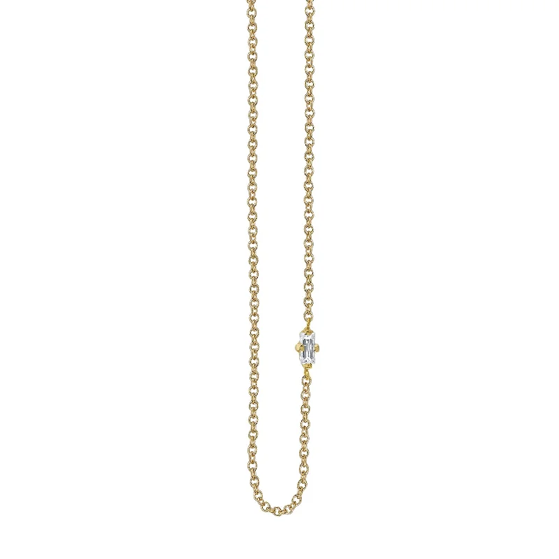 Floating Baguette Diamond Necklace