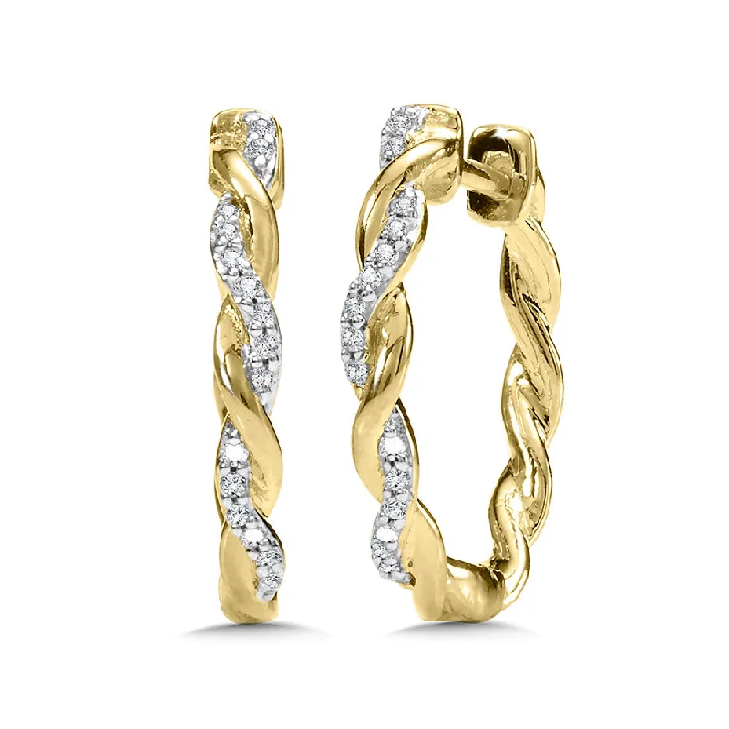 10Kt. Two Tone 1/10Th Ctdw Infinity Small Hoop Earrings